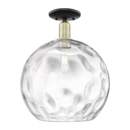 Innovations Athens Water Glass 13in 1-Light Semi-Flush Mount | Industrial Black Antique Brass and Clear Glass | Kitchen & | Model 716-1C-BAB-G1215-14
