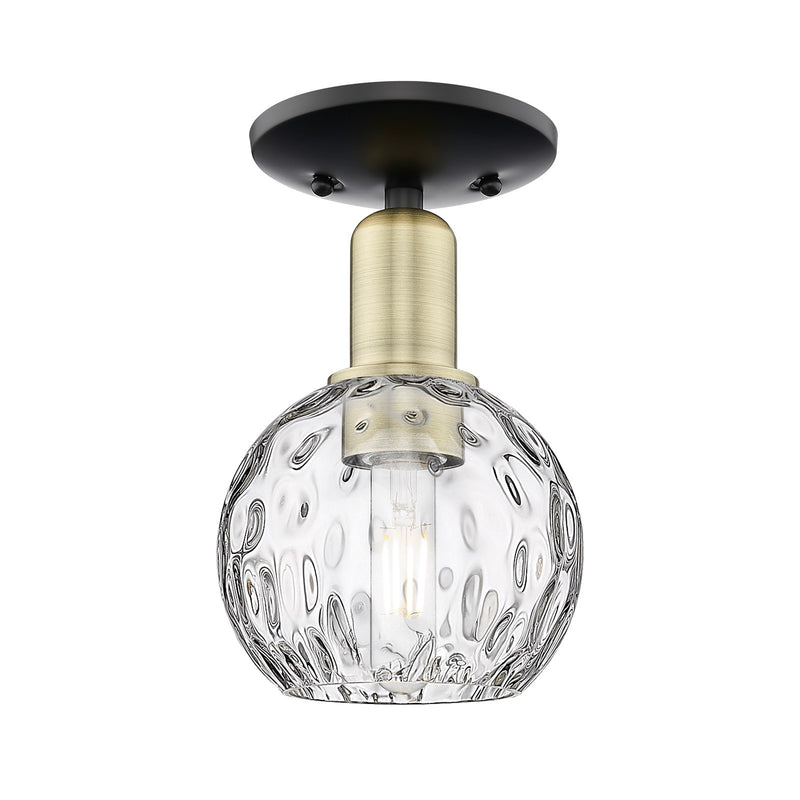 Innovations Athens Water Glass 6in 1-Light Semi-Flush Mount | Industrial Black Antique Brass and Clear Glass | Damp-Rated | Model 716-1C-BAB-G1215-6