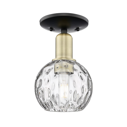 Innovations Athens Water Glass 6in 1-Light Semi-Flush Mount | Industrial Black Antique Brass and Clear Glass | Damp-Rated | Model 716-1C-BAB-G1215-6