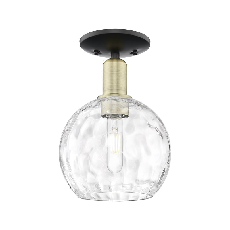 Innovations Athens Water Glass 8in 1-Light Semi-Flush Mount | Industrial Black Antique Brass and Clear Glass | Entryway & | Model 716-1C-BAB-G1215-8