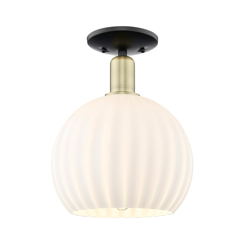 Innovations Lighting Arcadia 10in 1-Light Semi-Flush Mount | Industrial Black Antique Brass and White Venetian Glass | Model 716-1C-BAB-G1217-10WV