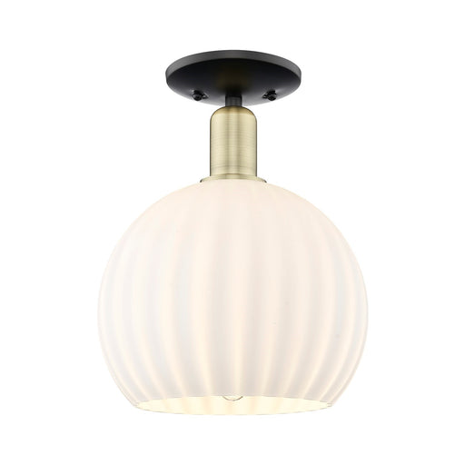 Innovations Lighting Arcadia 10in 1-Light Semi-Flush Mount | Industrial Black Antique Brass and White Venetian Glass | Model 716-1C-BAB-G1217-10WV