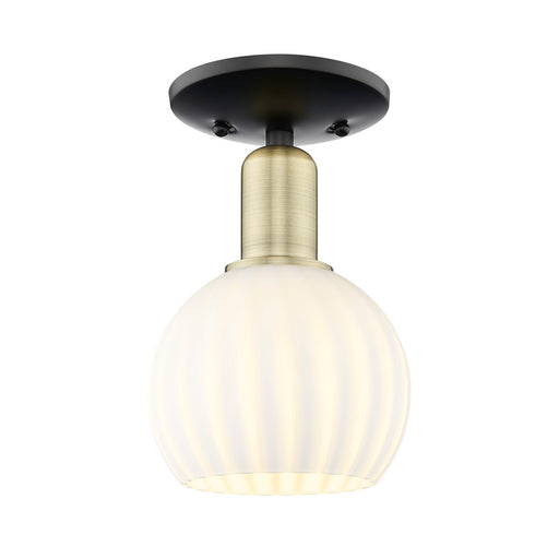 Innovations Lighting Arcadia 6in 1-Light Semi-Flush Mount | Industrial Black Antique Brass and White Venetian Glass | Model 716-1C-BAB-G1217-6WV