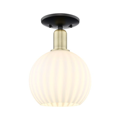 Innovations Lighting Arcadia 8in 1-Light Semi-Flush Mount | Industrial Black Antique Brass and White Venetian Glass | Model 716-1C-BAB-G1217-8WV