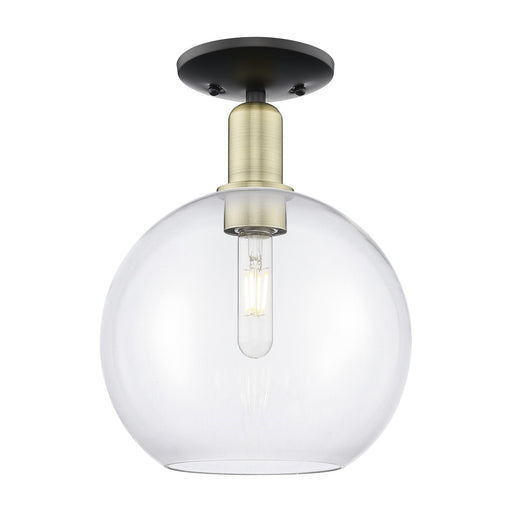 Innovations Athens 10in 1-Light Semi-Flush Mount | Industrial Black Antique Brass Steel and Clear Glass | Entryway & Hallway | Model 716-1C-BAB-G122-10