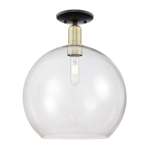 Innovations Athens 14in 1-Light Semi-Flush Mount | Industrial Black Antique Brass Steel and Clear Glass | Entryway & Hallway | Model 716-1C-BAB-G122-14