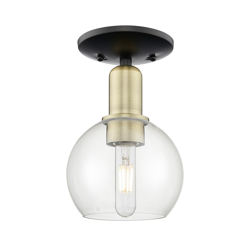 Innovations Athens 6in 1-Light Semi-Flush Mount | Industrial Black Antique Brass Steel and Clear Glass | Entryway & Hallway | Model 716-1C-BAB-G122-6