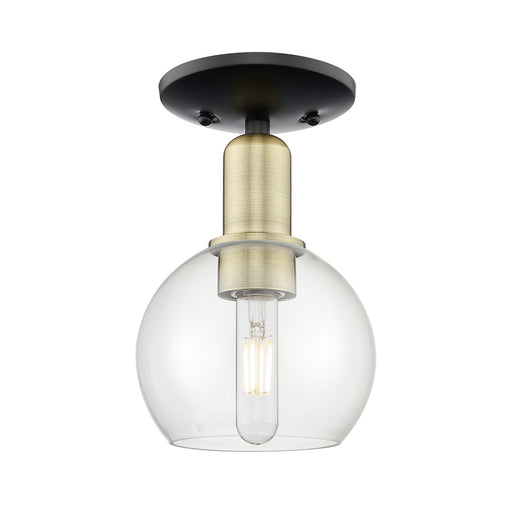 Innovations Athens 6in 1-Light Semi-Flush Mount | Industrial Black Antique Brass Steel and Clear Glass | Entryway & Hallway | Model 716-1C-BAB-G122-6