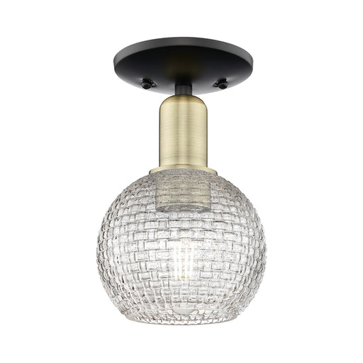 Innovations Athens 6in 1-Light Semi-Flush Mount | Industrial Black Antique Brass and Clear Basket Weave Glass | Entryway & | Model 716-1C-BAB-G122C-6CL