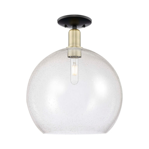 Innovations Athens 14in 1-Light Semi-Flush Mount | Industrial Black Antique Brass Steel and Seedy Glass | Entryway & Hallway | Model 716-1C-BAB-G124-14