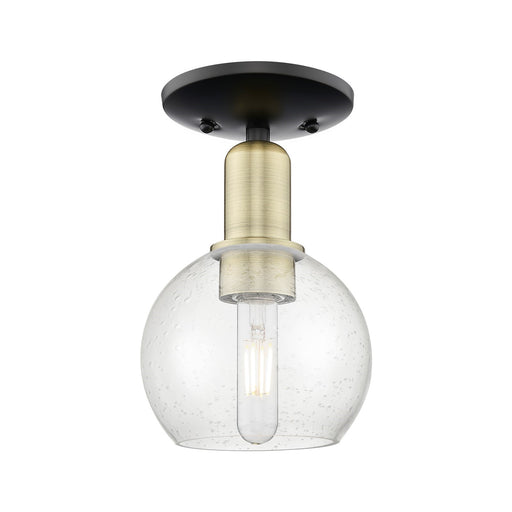 Innovations Athens 6in 1-Light Semi-Flush Mount | Industrial Black Antique Brass and Seedy Glass | Entryway & Hallway | 5.88 x | Model 716-1C-BAB-G124-6