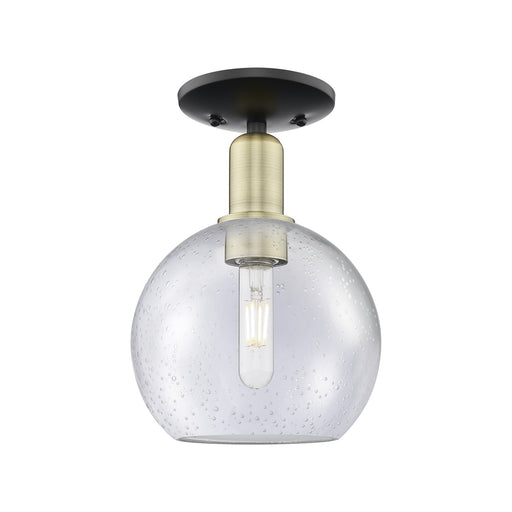 Innovations Athens 8in 1-Light Semi-Flush Mount | Industrial Black Antique Brass Steel and Seedy Glass | Entryway & Hallway | 8 | Model 716-1C-BAB-G124-8