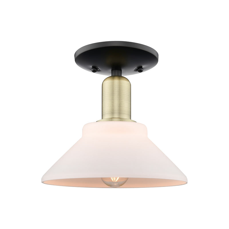 Innovations Orwell 8in 1-Light Semi-Flush Mount | Industrial Black Antique Brass and Matte White Glass | Entryway & Hallway | 8.38 | Model 716-1C-BAB-G131
