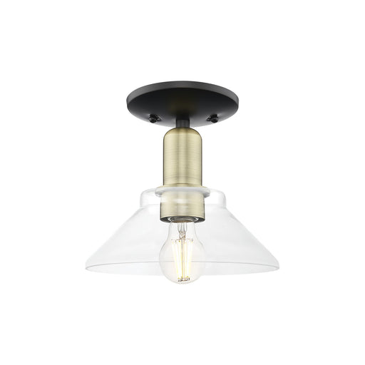 Innovations Orwell 8.38in 1-Light Semi-Flush Mount | Industrial Black Antique Brass Steel and Clear Glass | Hallway & Entryway | Model 716-1C-BAB-G132
