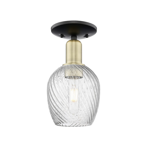 Innovations Salina 6in 1-Light Semi-Flush Mount | Industrial Black Antique Brass Steel and Clear Spiral Fluted Glass | Entryway & | Model 716-1C-BAB-G292