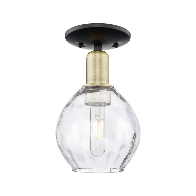 Innovations Waverly 6in 1-Light Semi-Flush Mount | Industrial Black Antique Brass Steel and Clear Water Glass | Entryway & Hallway | Model 716-1C-BAB-G362