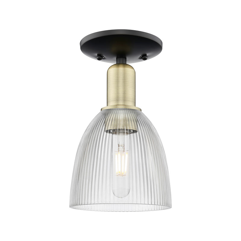 Innovations Castile 6in 1-Light Semi-Flush Mount | Industrial Black Antique Brass Steel and Clear Glass | Hallway & Entryway | 6 x | Model 716-1C-BAB-G382