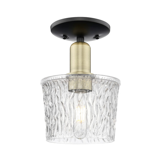 Innovations Niagara 7in 1-Light Semi-Flush Mount | Industrial Black Antique Brass and Clear Glass | Damp-Rated Entryway & Hallway | Model 716-1C-BAB-G402