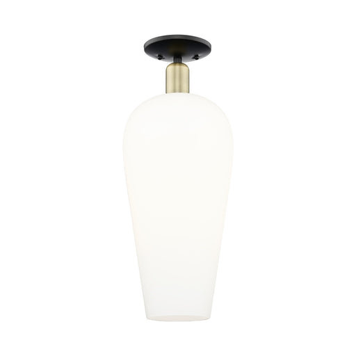 Innovations Chelsea 8in 1-Light Semi-Flush Mount | Industrial Black Antique Brass and White Glass | Kitchen & Hallway | 8 x | Model 716-1C-BAB-G456-8WH