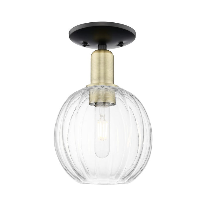 Innovations Preston 1Lt 7" Globe Semi-Flush, BKBS/Clear - 716-1C-BAB-G458-7CL