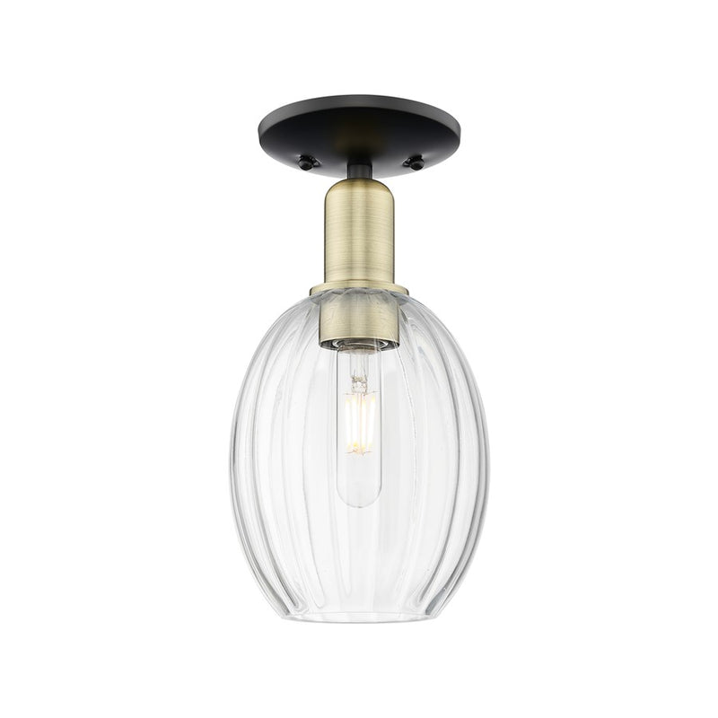 Innovations Preston 1Lt 6" Bulb Semi-Flush, BKBS/Clear - 716-1C-BAB-G459-6CL
