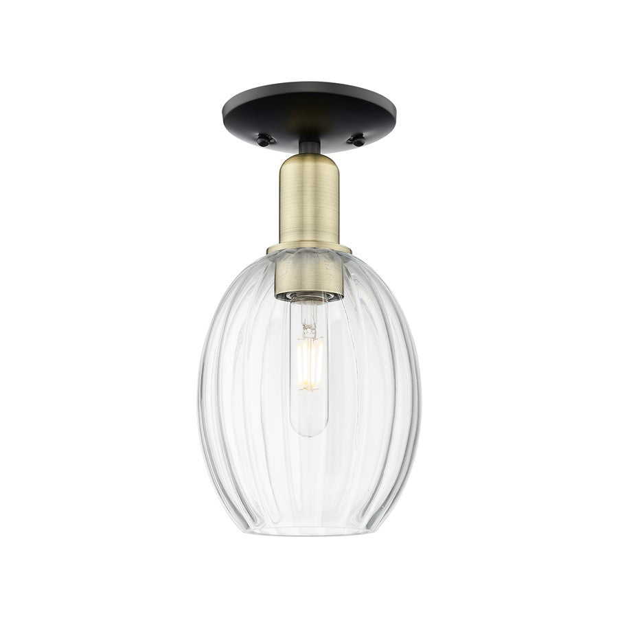 Innovations Preston 1Lt 6" Bulb Semi-Flush, BKBS/Clear - 716-1C-BAB-G459-6CL