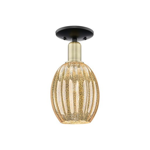 Innovations Preston 1Lt 6" Bulb Semi-Flush, BKBS/Mercury - 716-1C-BAB-G459-6ME