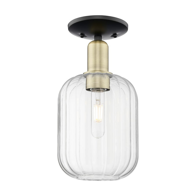 Innovations Preston 1Lt 7" Jar Semi-Flush, BKBS/Clear - 716-1C-BAB-G460-7CL