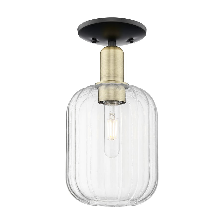 Innovations Preston 1Lt 7" Jar Semi-Flush, BKBS/Clear - 716-1C-BAB-G460-7CL