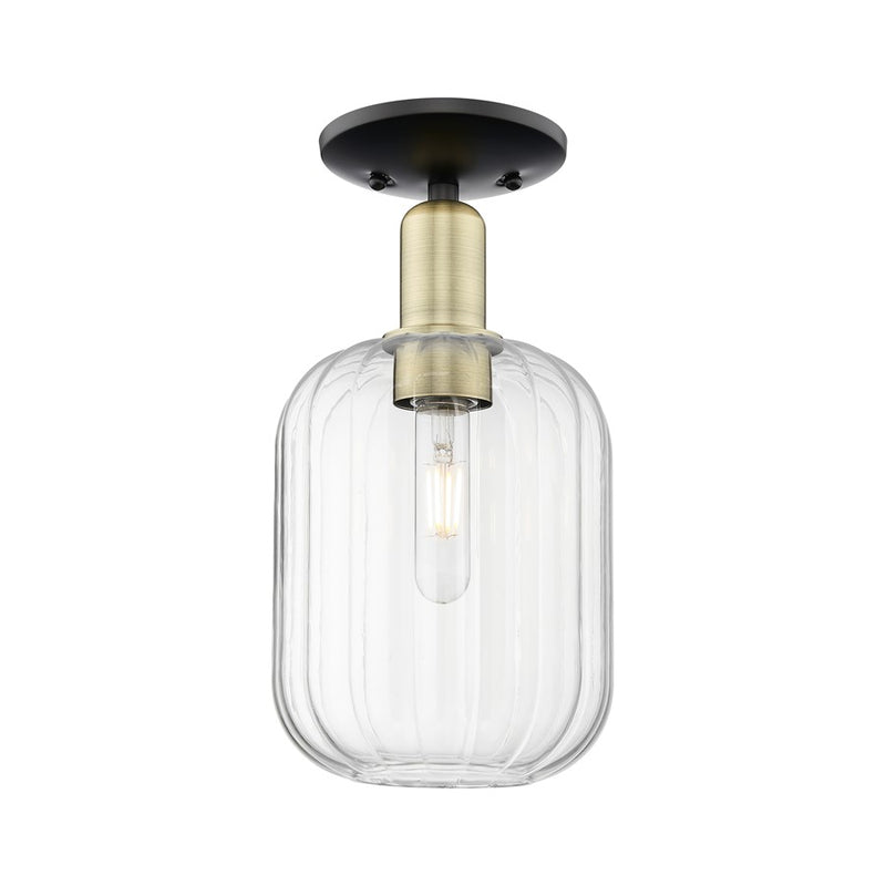 Innovations Preston 1Lt 7" Jar Semi-Flush, BKBS/Mercury - 716-1C-BAB-G460-7ME