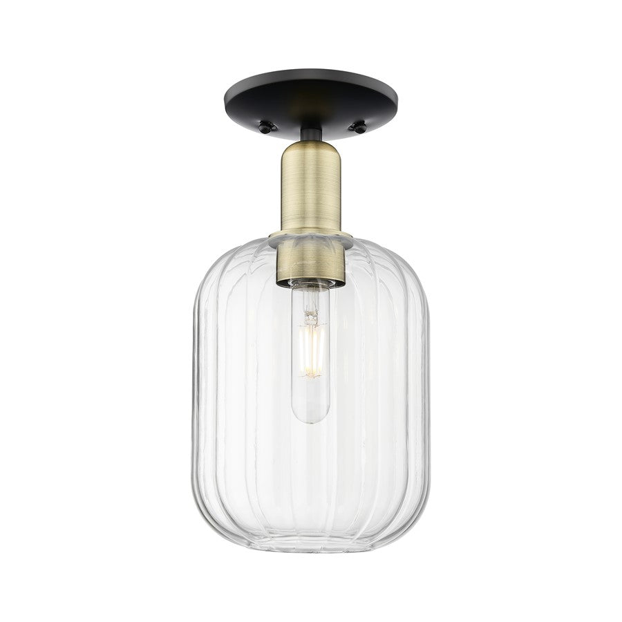 Innovations Preston 1Lt 7" Jar Semi-Flush, BKBS/Mercury - 716-1C-BAB-G460-7ME