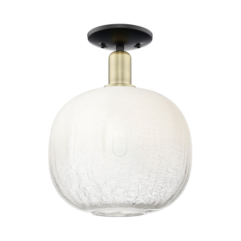 Innovations Brookhaven Sphere 10in 1-Light Semi-Flush Mount | Industrial Black Antique Brass and Opal Glass | Entryway & | Model 716-1C-BAB-G481-10OP