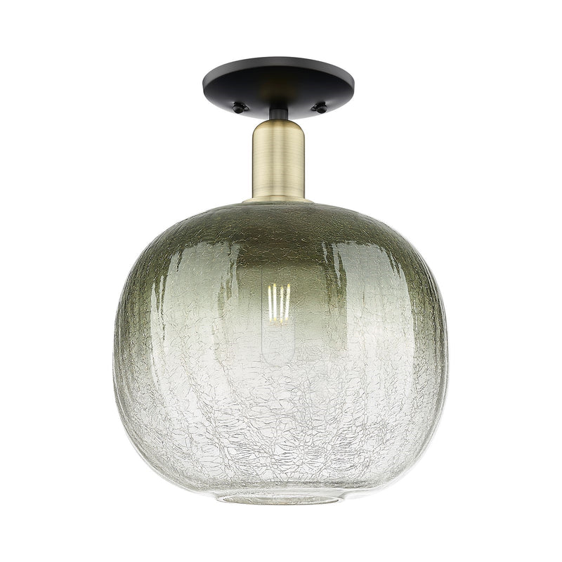 Innovations Brookhaven Sphere 10.5in 1-Light Semi-Flush Mount | Industrial Black Antique Brass and Slate Glass | Kitchen & | Model 716-1C-BAB-G481-10SL