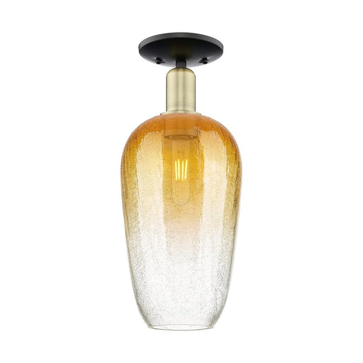 Innovations Brookhaven Flute 1Lt 7" Semi-Flush, BKBS/Amber - 716-1C-BAB-G484-7AM