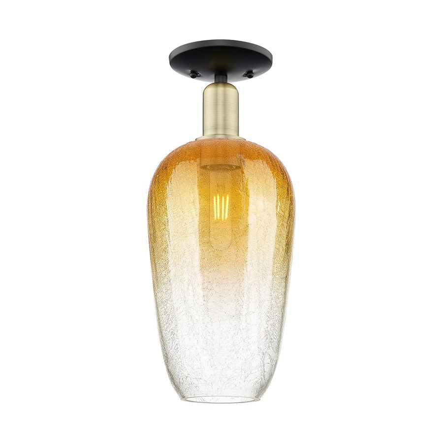 Innovations Brookhaven Flute 1Lt 7" Semi-Flush, BKBS/Amber - 716-1C-BAB-G484-7AM
