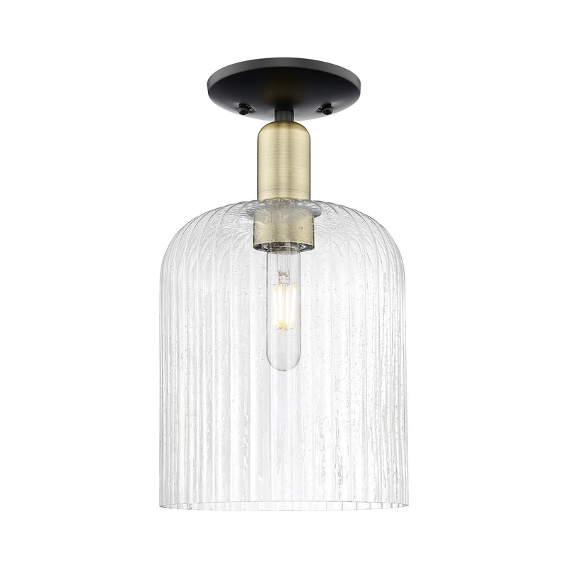Innovations Bridal Veil 8in 1-Light Semi-Flush Mount | Industrial Black Antique Brass and Seedy Glass | Entryway & Hallway | Model 716-1C-BAB-G559-8SDY