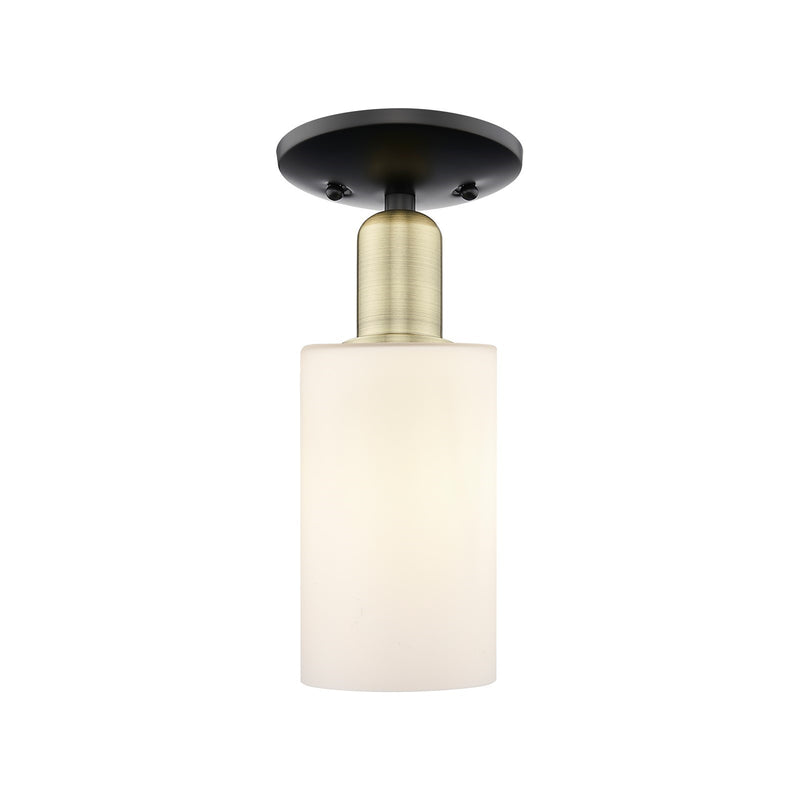 Innovations Clymer 4in 1-Light Semi-Flush Mount | Industrial Black Antique Brass and Matte White Glass | Hallway & Bathroom | 3.88 | Model 716-1C-BAB-G801