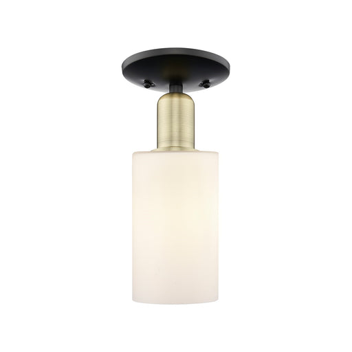 Innovations Clymer 4in 1-Light Semi-Flush Mount | Industrial Black Antique Brass and Matte White Glass | Hallway & Bathroom | 3.88 | Model 716-1C-BAB-G801