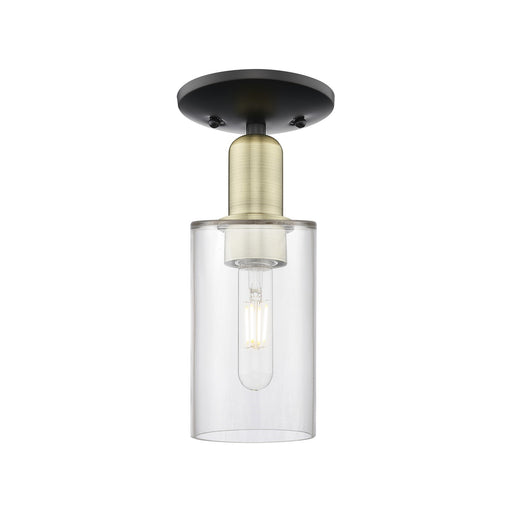 Innovations Clymer 4in 1-Light Semi-Flush Mount | Industrial Black Antique Brass Steel and Clear Glass | Hallway & Entryway | 3.88 | Model 716-1C-BAB-G802