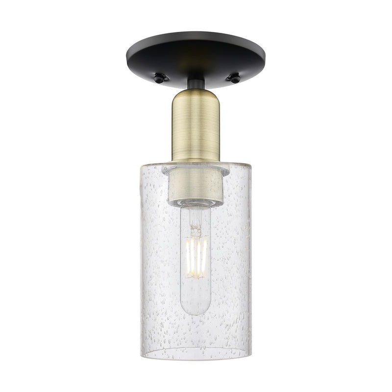 Innovations Clymer 4in 1-Light Semi-Flush Mount | Industrial Black Antique Brass and Seedy Glass | Hallway & Entryway | 3.88 x | Model 716-1C-BAB-G804