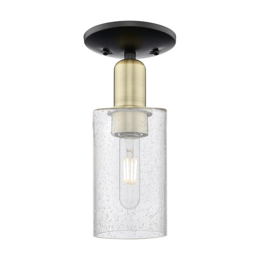 Innovations Clymer 4in 1-Light Semi-Flush Mount | Industrial Black Antique Brass and Seedy Glass | Hallway & Entryway | 3.88 x | Model 716-1C-BAB-G804