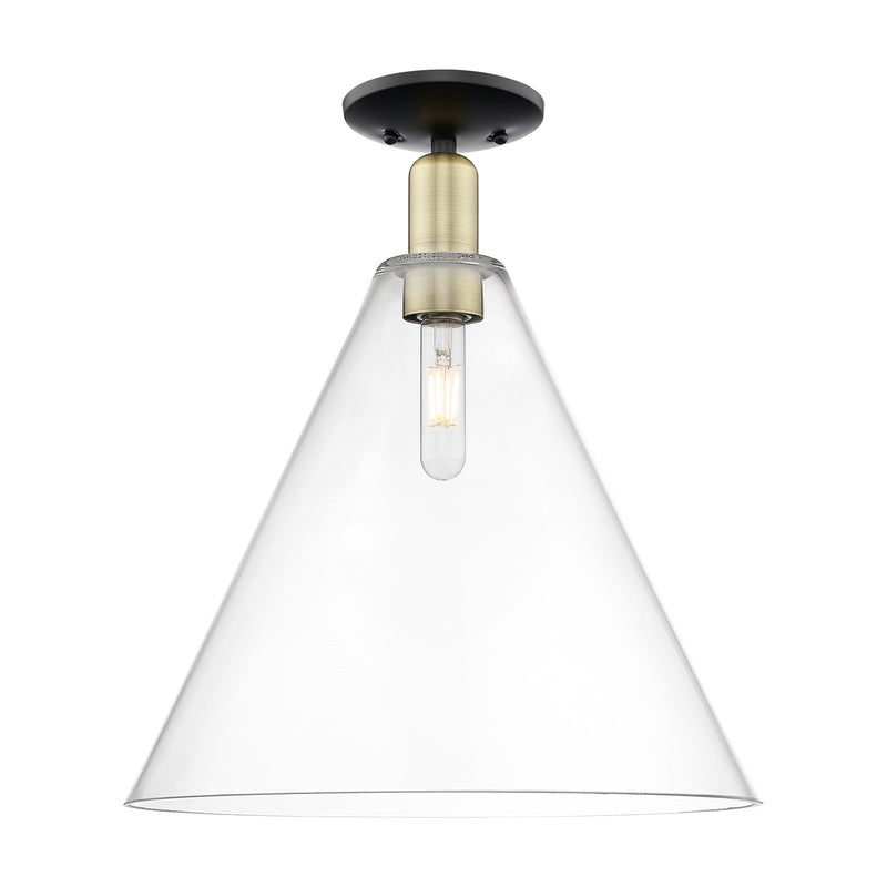 Innovations Berkshire Glass 16in 1-Light Semi-Flush Mount | Industrial Black Antique Brass and Clear Glass | Entryway & Hallway | Model 716-1C-BAB-GBC-162