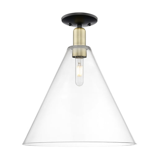 Innovations Berkshire Glass 16in 1-Light Semi-Flush Mount | Industrial Black Antique Brass and Clear Glass | Entryway & Hallway | Model 716-1C-BAB-GBC-162
