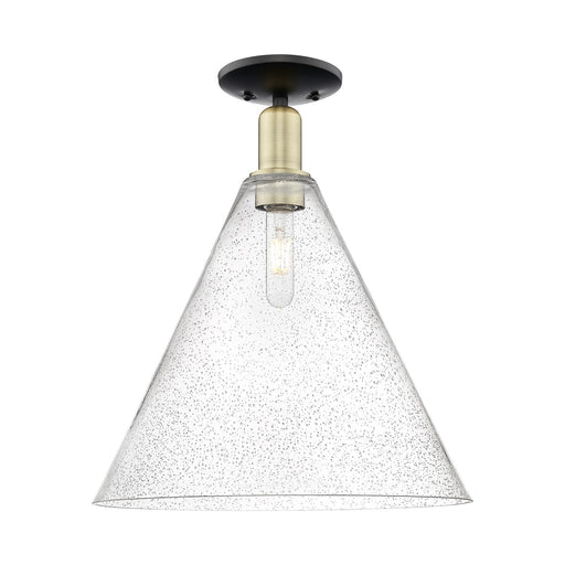 Innovations Berkshire Glass 16in 1-Light Semi-Flush Mount | Industrial Black Antique Brass and Seedy Glass | Entryway & Hallway | Model 716-1C-BAB-GBC-164