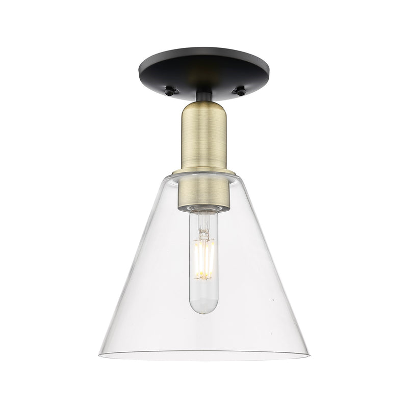Innovations Berkshire Glass 8in 1-Light Semi-Flush Mount | Industrial Black Antique Brass and Clear Glass | Entryway & Hallway | Model 716-1C-BAB-GBC-82