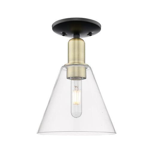 Innovations Berkshire Glass 8in 1-Light Semi-Flush Mount | Industrial Black Antique Brass and Clear Glass | Entryway & Hallway | Model 716-1C-BAB-GBC-82