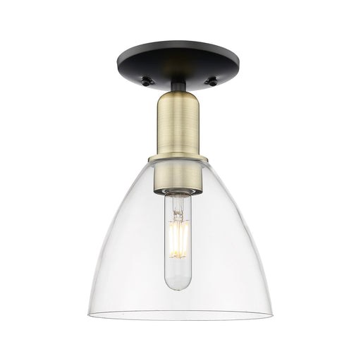 Innovations Bristol 7.5in 1-Light Semi-Flush Mount | Industrial Black Antique Brass Steel and Clear Glass | Kitchen & Bathroom | Model 716-1C-BAB-GBD-752