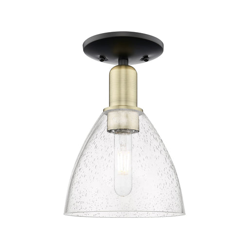 Innovations Bristol 8in 1-Light Semi-Flush Mount | Industrial Black Antique Brass and Seedy Glass | Entryway & Hallway | 7.5 x | Model 716-1C-BAB-GBD-754