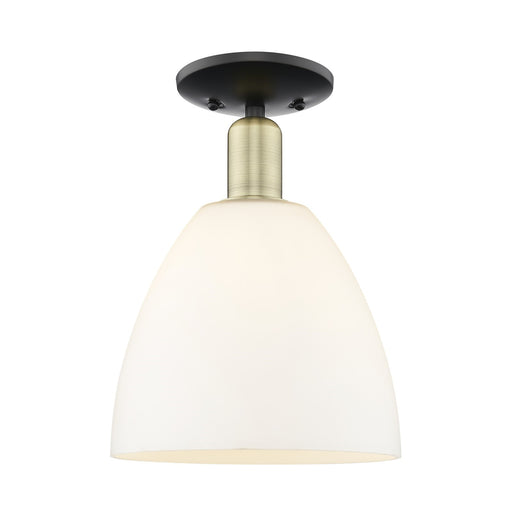 Innovations Bristol 9in 1-Light Semi-Flush Mount | Industrial Black Antique Brass Steel and Matte White Glass | Entryway & | Model 716-1C-BAB-GBD-91