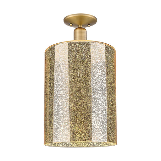 Innovations Cobbleskill 9in 1-Light Semi-Flush Mount | Industrial Brushed Brass Steel and Mercury Glass | Entryway & Hallway | 9 | Model 716-1C-BB-G116-L